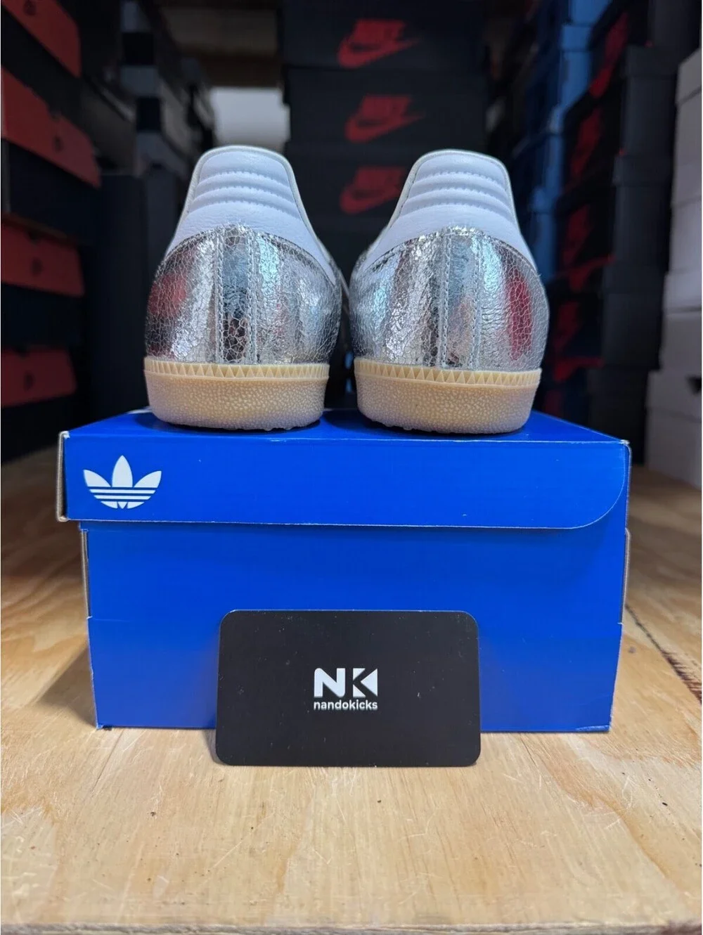 Adidas Samba OG 'Cracked Metallic Pack - Silver' JR0035 WOMENS SIZE 7.5